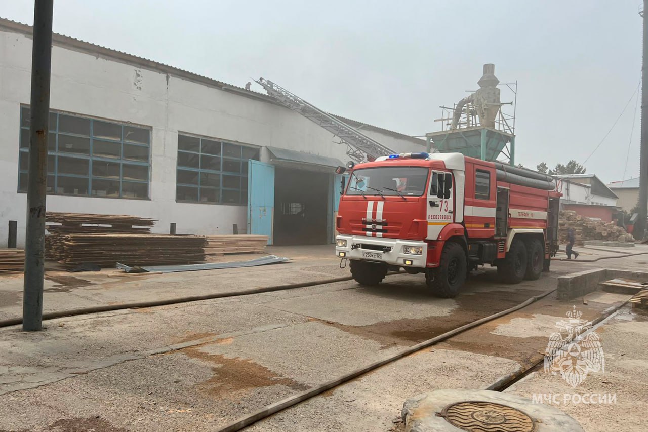 В Приморье огонь охватил деревоперерабатывающий цех и перебросился на соседнее здание