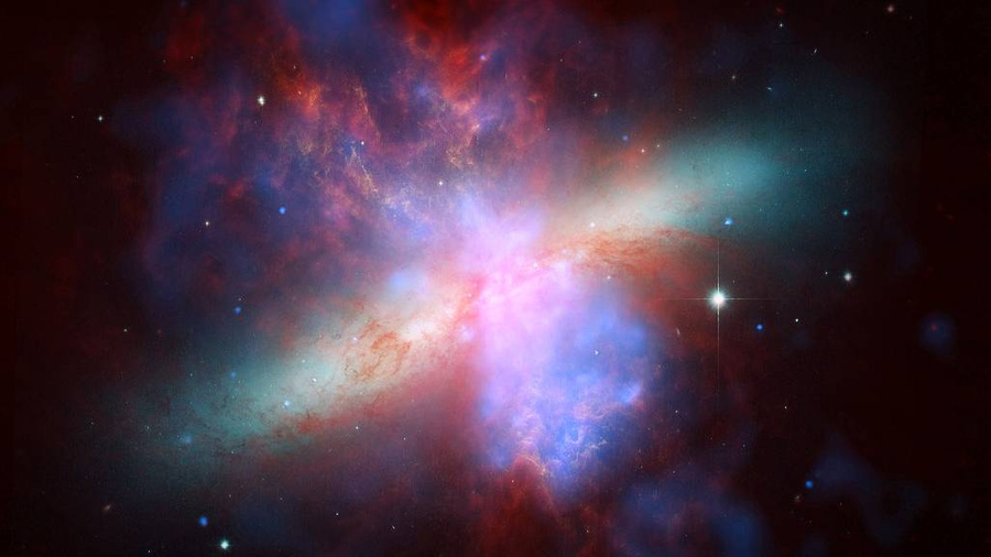 Галактика Мессье 82. Обложка © NASA / JPL-Caltech /STScI / CXC / UofA / ESA / AURA / JHU
