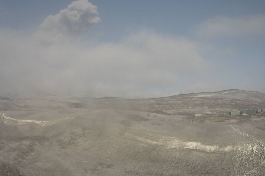 Вулкан Эбеко на Курилах выбросил пепел на высоту 4,5 км. Обложка © t.me / Камчатский филиал ФИЦ "ЕГС РАН"