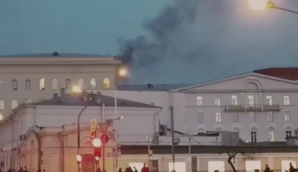 Появилось видео пожара в здании Минобороны в центре Москвы