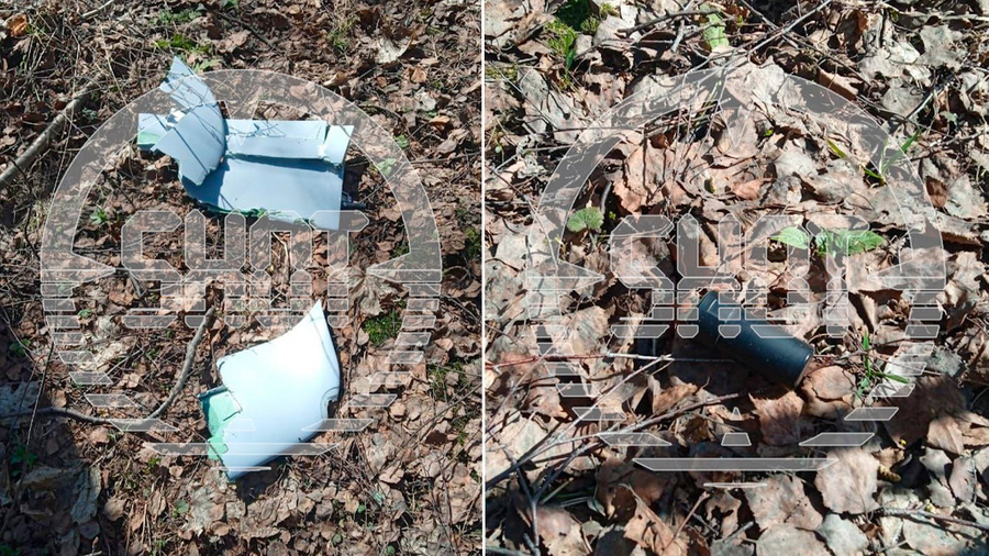 Обломки упавшего дрона в подмосковной деревне Чудиново. Обложка © Telegram / SHOT