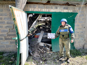 Последствия обстрела посёлка Юбилейный в Луганске ракетой Storm Shadow. Фото © Telegram / Представительство ЛНР в СЦКК 