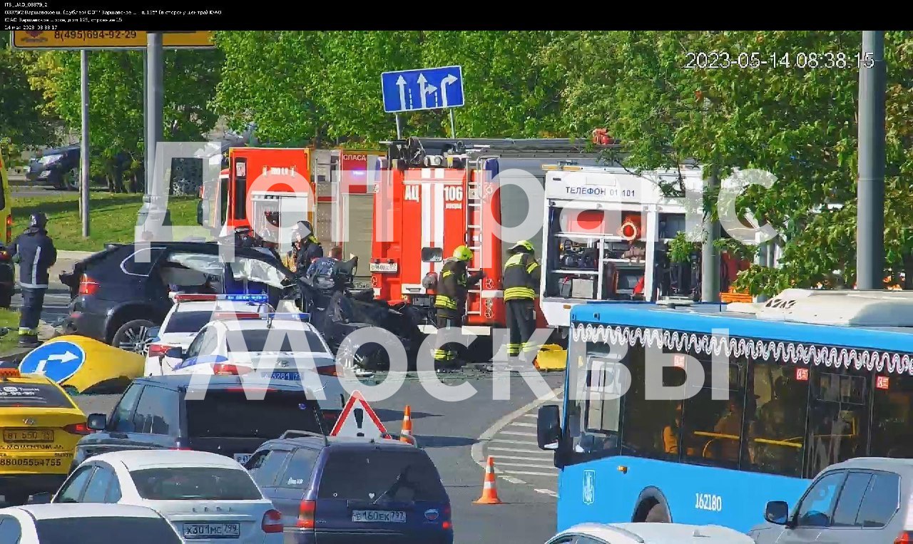 Последствия аварии на Варшавском шоссе. Фото Дептранса Москвы