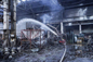 Пожар на военном складе в Хмельницком тушат удалённо, с помощью роботов. Фото © T.me / ZERGULIO
