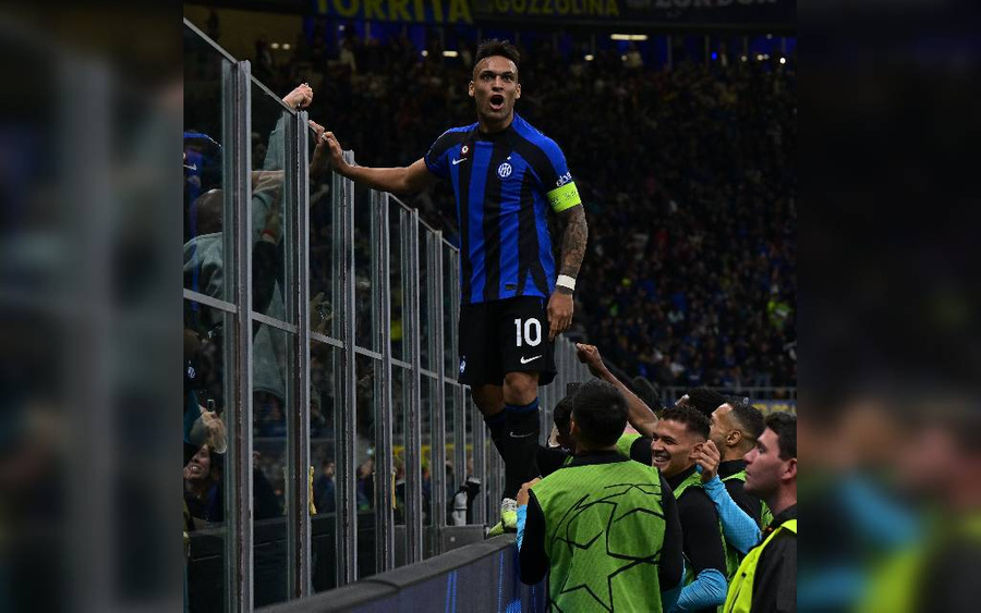 Лаутаро Мартинес после гола. Обложка © Twitter / Inter