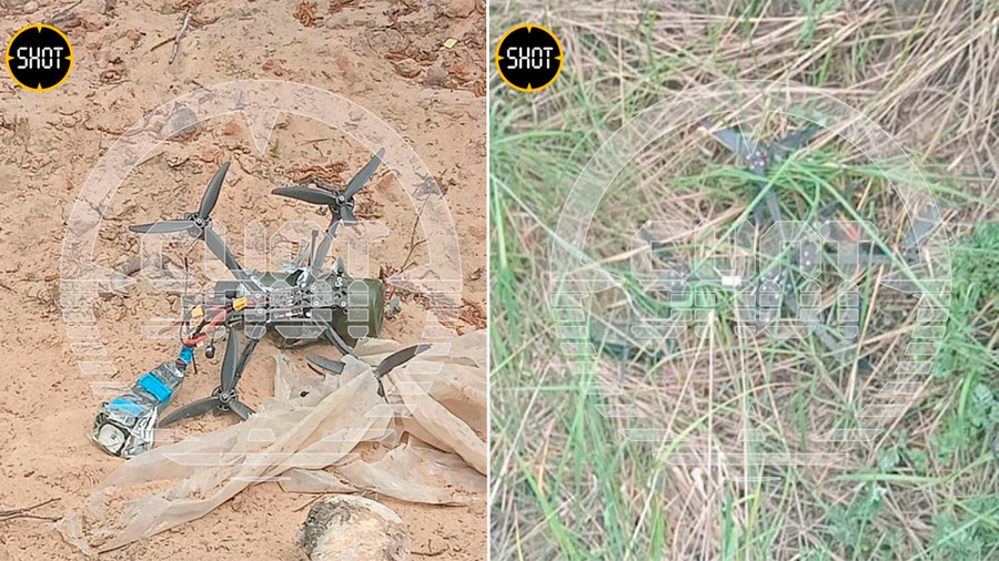 Украинские дроны, которые в Брянской области посадили пограничники. Фото © SHOT
