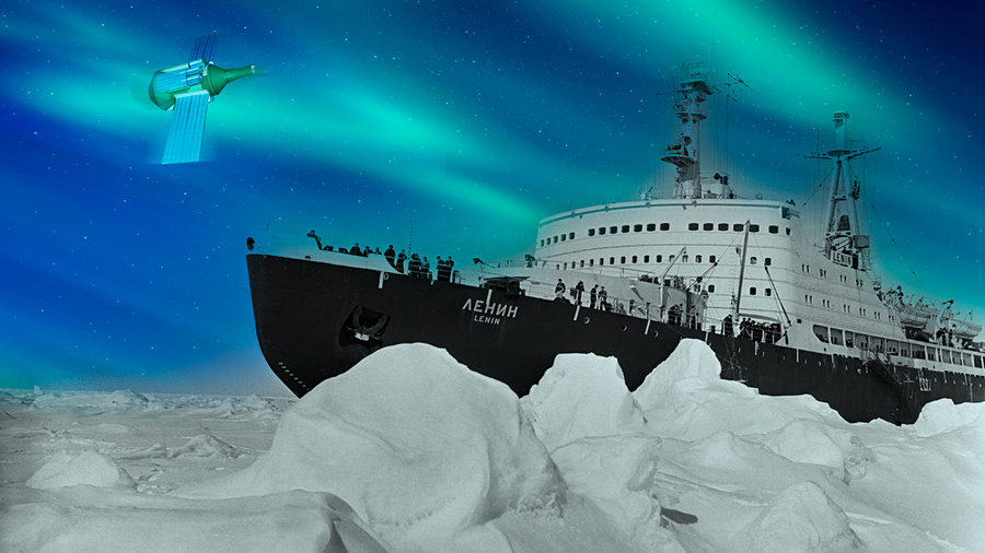 Атомный ледокол "Ленин" во льдах Северного Ледовитого океана. Фото © ТАСС / Марк Редькин, © Wikipedia / Godai