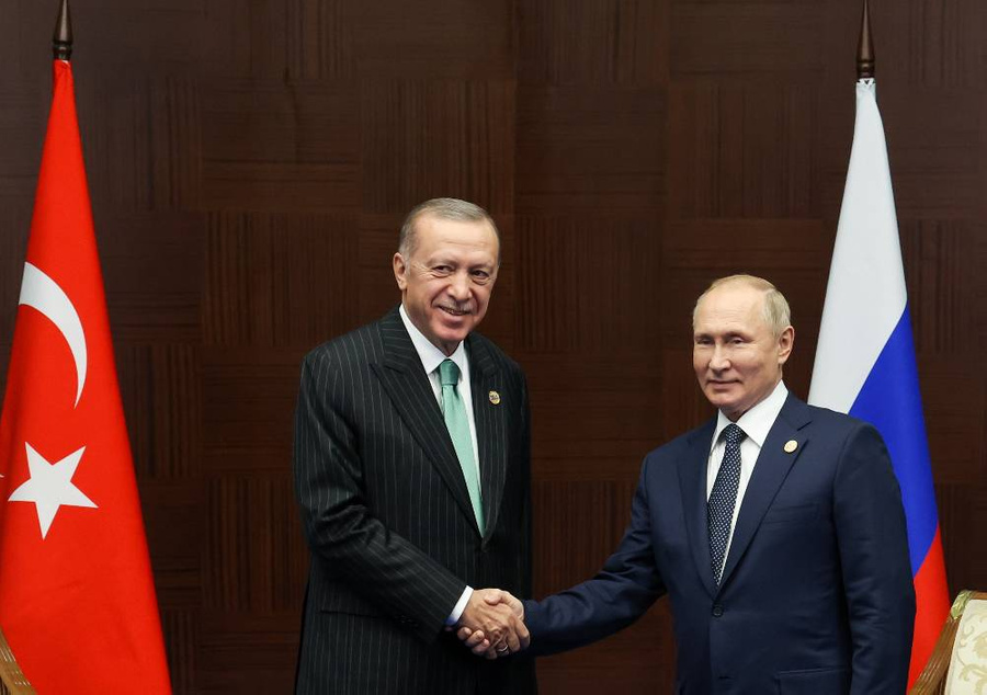 Президент Турции Реджеп Тайип Эрдоган и президент РФ Владимир Путин. Фото © ТАСС / Вячеслав Прокофьев