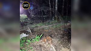 Воронка от упавшего в Подмосковье беспилотника. Фото © SHOT