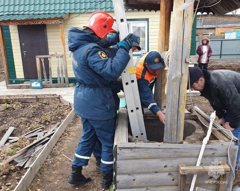 Спасатели помогают россиянину выбраться из колодца. Фото © Telegram / ГУ МЧС РФ по Камчатскому краю