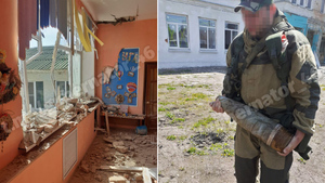 Неразорвавшийся снаряд достали из детсада в Курской области после обстрела ВСУ