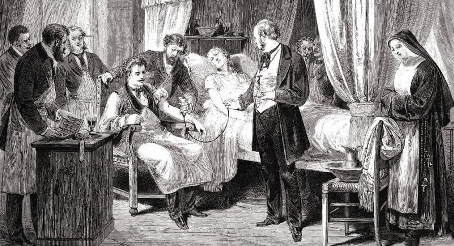 Переливание крови в больнице Сальпетриер в Париже, 1874 год. Фото © Wikimedia