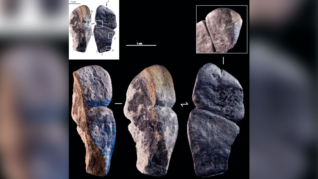 Каменная подвеска в виде фаллоса возрастом в 42 000 лет. Фото © Scientific Reports