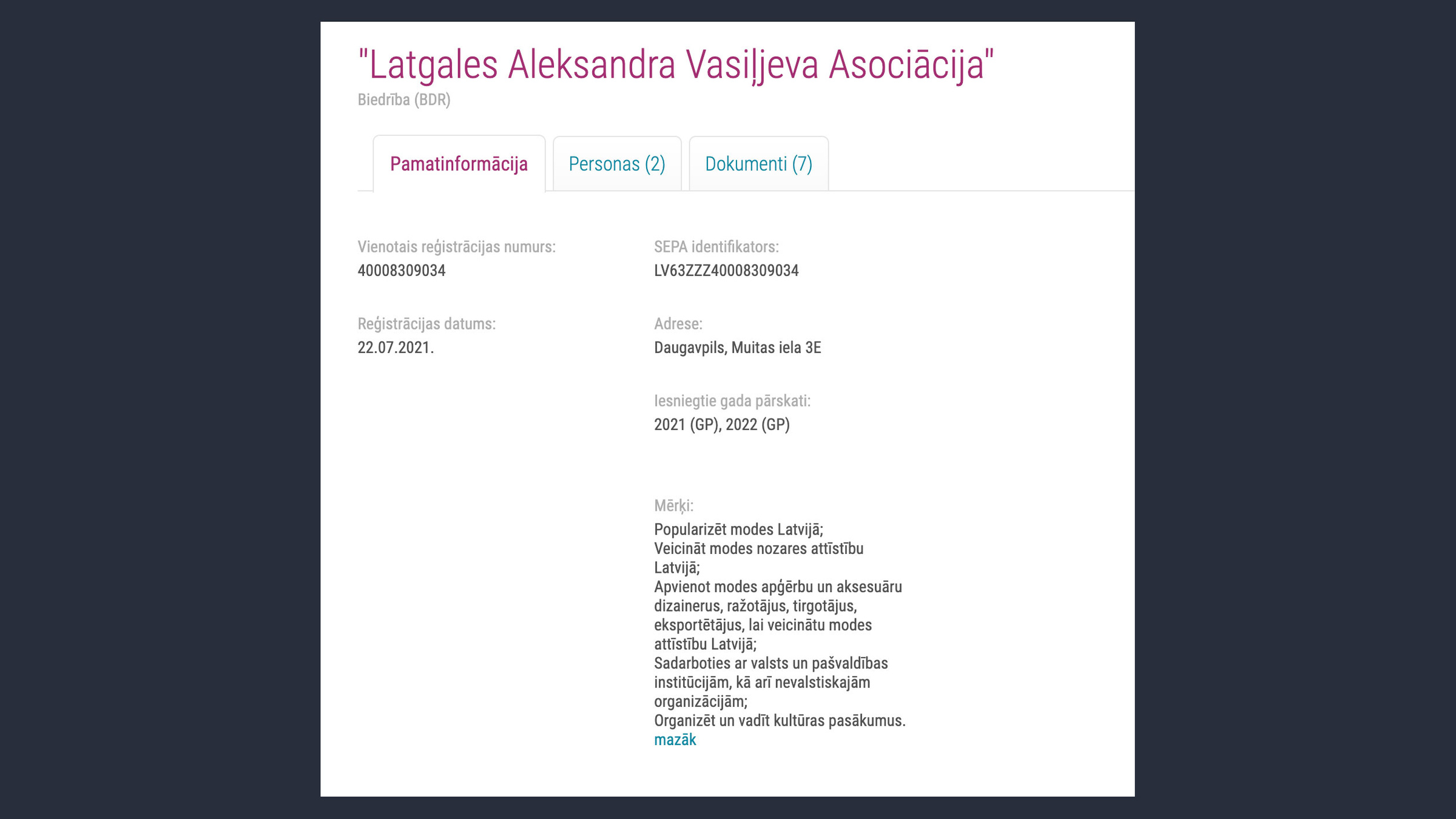 Упоминание имени Александра Васильева можно встретить и в латвийском аналоге ЕГРЮЛ. Фото © info.ur.gov.lv