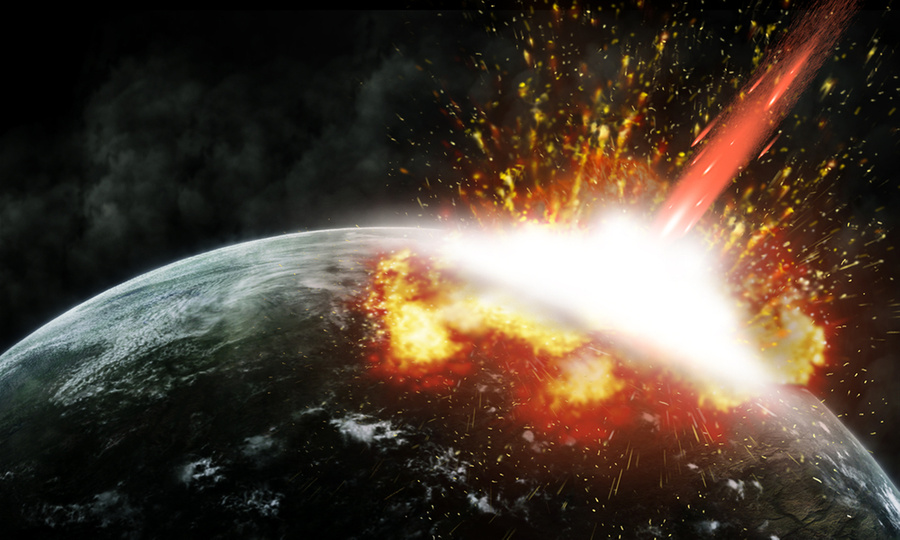<p>Столкновение астероида с Землёй в представлении художника. Обложка © Shutterstock</p>