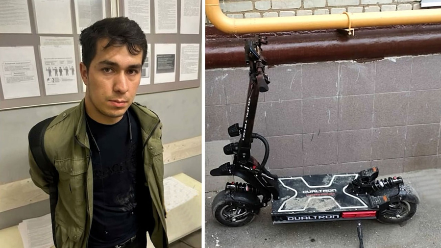 Злоумышленник и угнанный электросамокат. Обложка © t.me / mediamvd