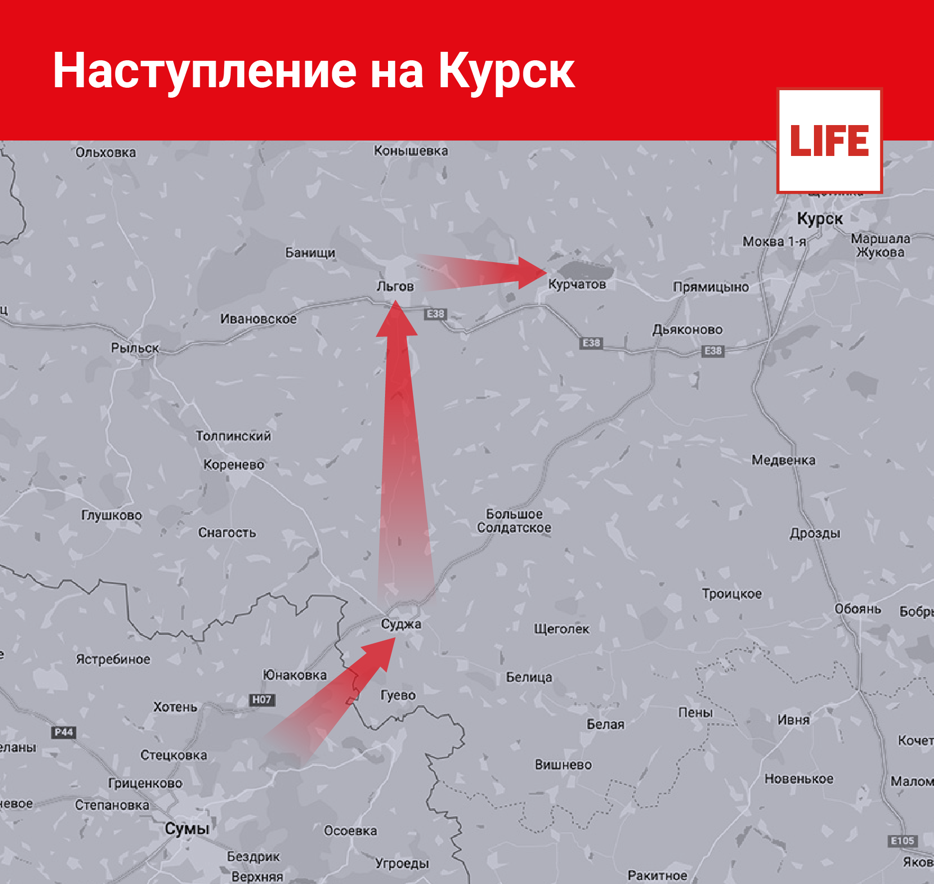 Наступление на Курскую АЭС и Курск. Инфографика © LIFE