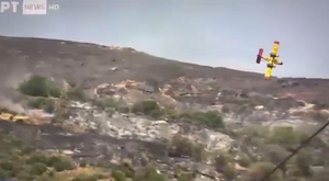 Крушение самолёта-амфибии во время тушения пожара в Греции попало на видео