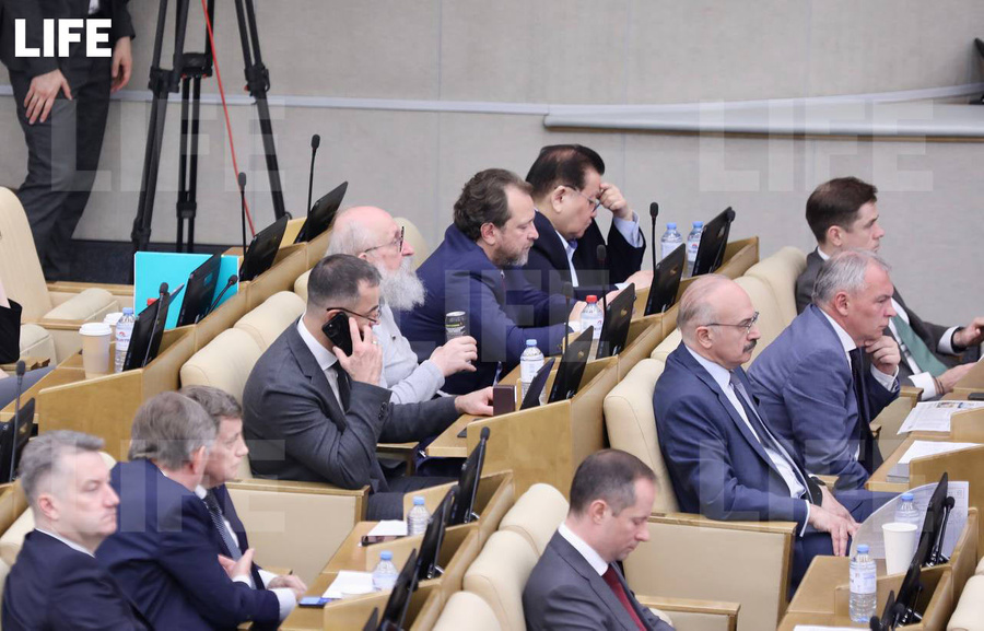 Анатолий Вассерман на заседании Госдумы с банкой энергетика. Обложка © LIFE
