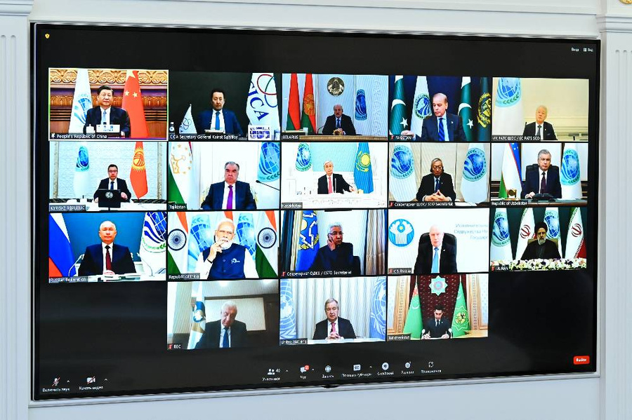 Участники заседания Совета глав государств – членов Шанхайской организации сотрудничества. Фото © ТАСС / Александр Казаков