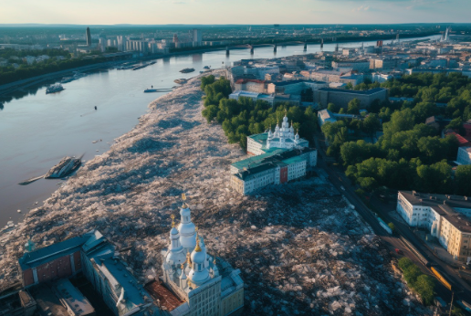 Жуткий вид утопающего в пластиковых отходах Нижнего Новгорода. Фото © Даниил Трабун для Ecoplatform