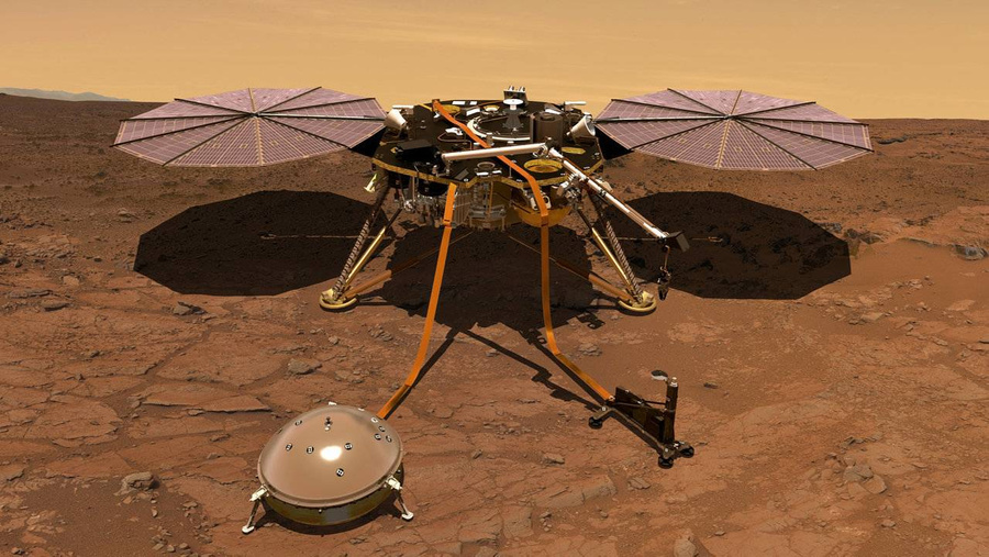 Основная миссия Mars InSight — исследовать сейсмическую активность и вообще внутреннюю жизнь Марса. Обложка © NASA