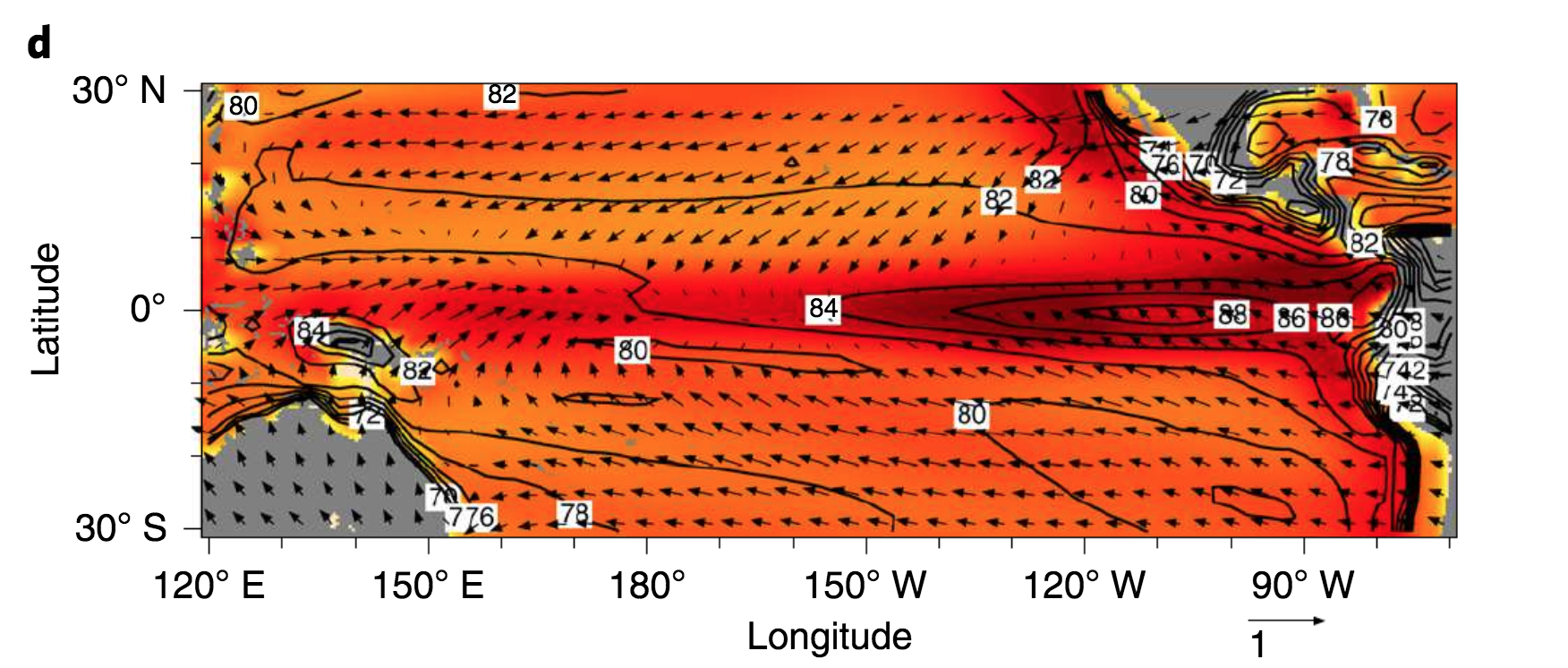 Один из вариантов моделирования изменения температуры в Тихом океане за последние десятилетия. Фото @ Nature