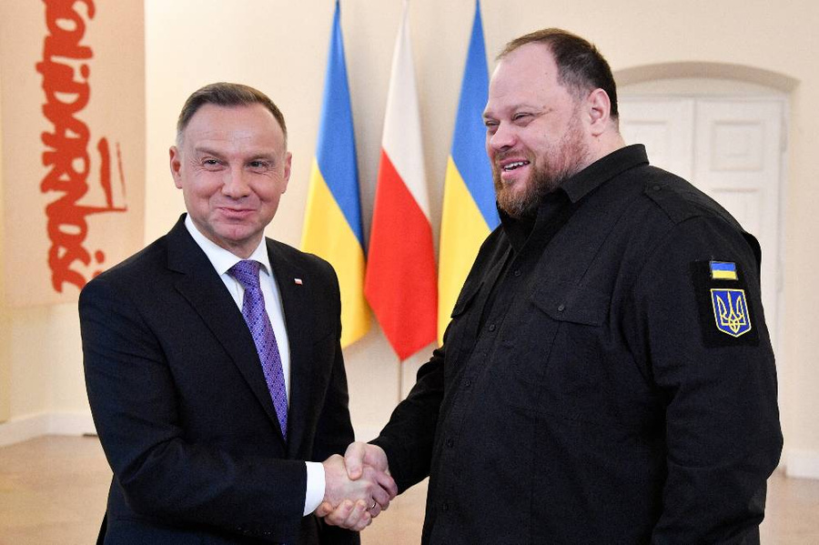 Президент Польши Анджей Дуда и спикер Верховной рады Украины Руслан Стефанчук. Фото © ТАСС / ЕРА / Radek Pietruszka
