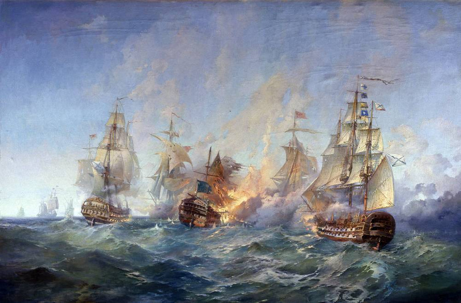 Сражение у мыса Тендра 28–29 августа 1790 года, автор Александр Блинков. © Центральный военно-морской музей