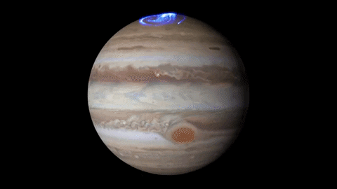 Полярное сияние на Юпитере. GIF © "Планета огней" Nasa / Giphy.com 
