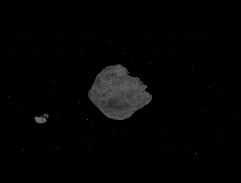 Система астероидов Дидим-Диморф и эксперимент DART (анимация). https://giphy.com/gifs/nasa-space-dart-spacecraft-Ar25ASMorf05NTQ2ne