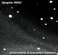 Астероид Апофис во время наблюдений в декабре 2004 года. Изображение: Обсерватория Сормано