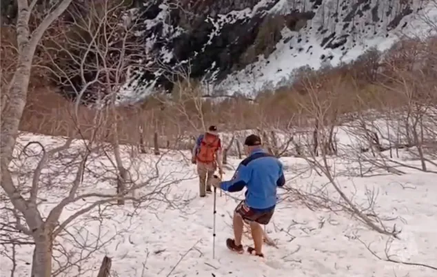 Спасатели 8 часов искали застрявшего в заснеженных горах Сочи туриста в шортах и футболке