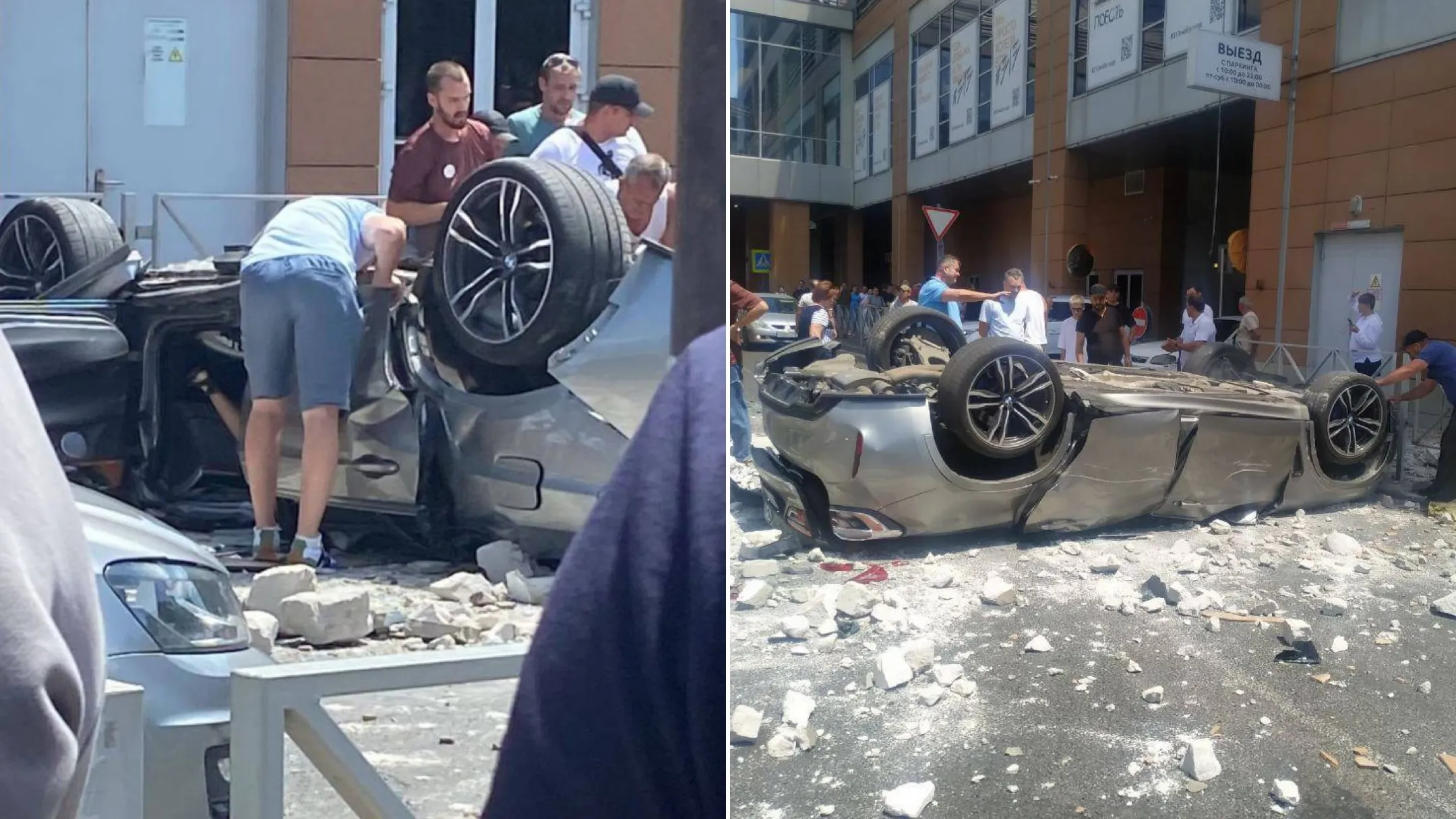 Семья из трёх человек погибла после падения авто с парковки в ТЦ в Краснодаре