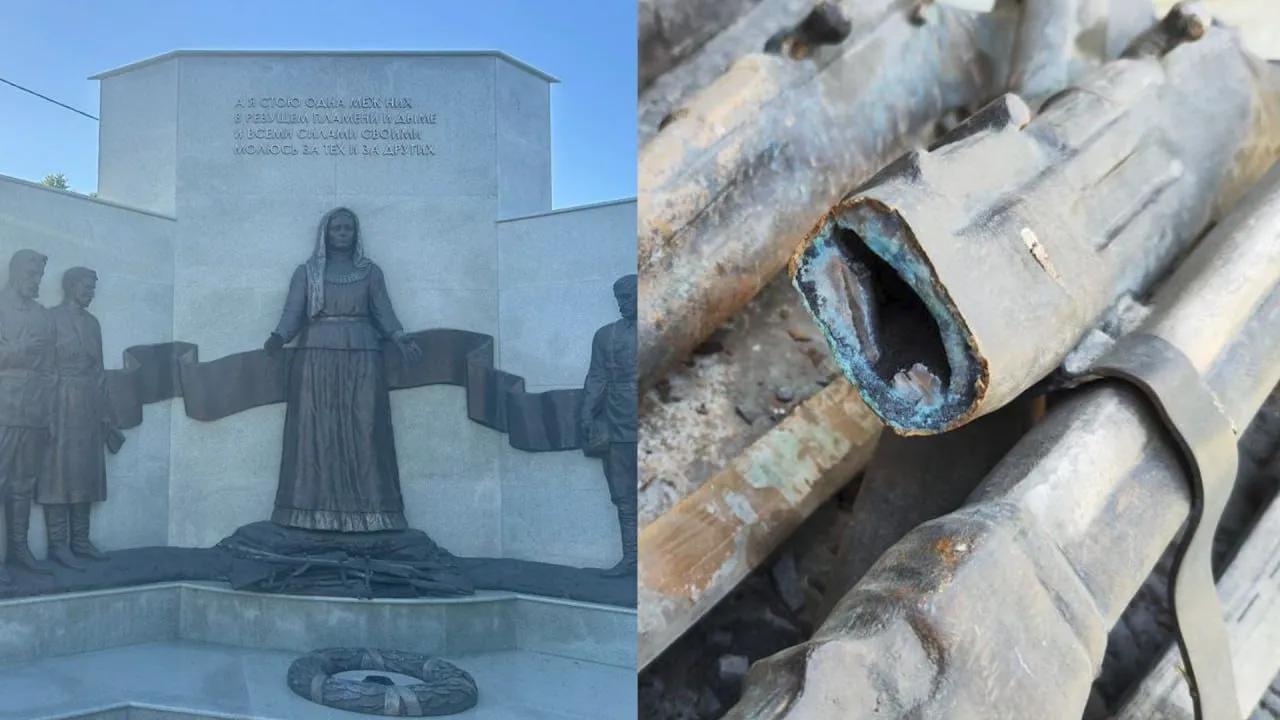 В Краснодаре неизвестный спилил две сабли и ружьё с мемориала жертвам Гражданской войны
