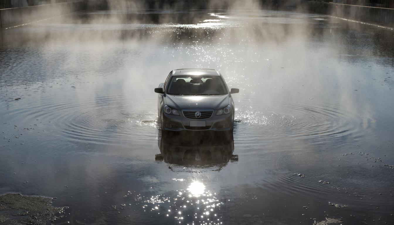 Туманный ад: На видео сняли тонущие в кипятке авто после прорыва трубы в Петербурге