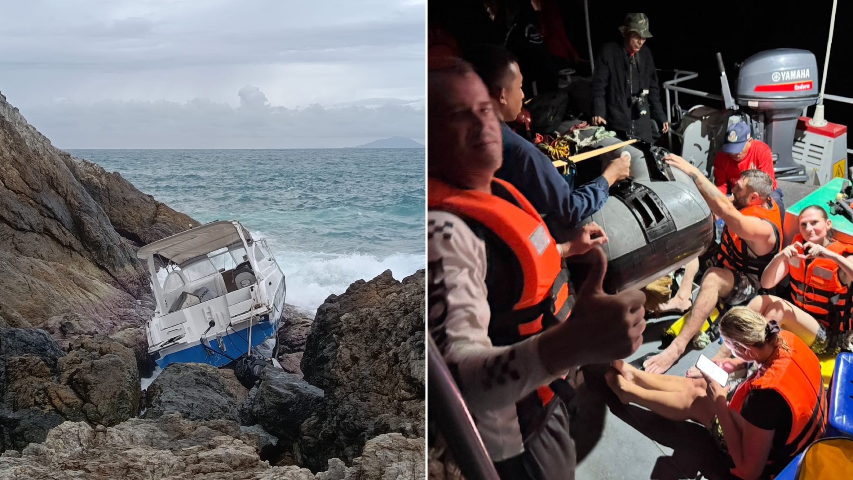 Катер с российскими туристами выбросило на скалы во время шторма на Пхукете