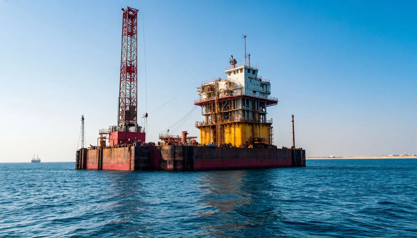 В Суэцком заливе затонула нефтяная буровая установка