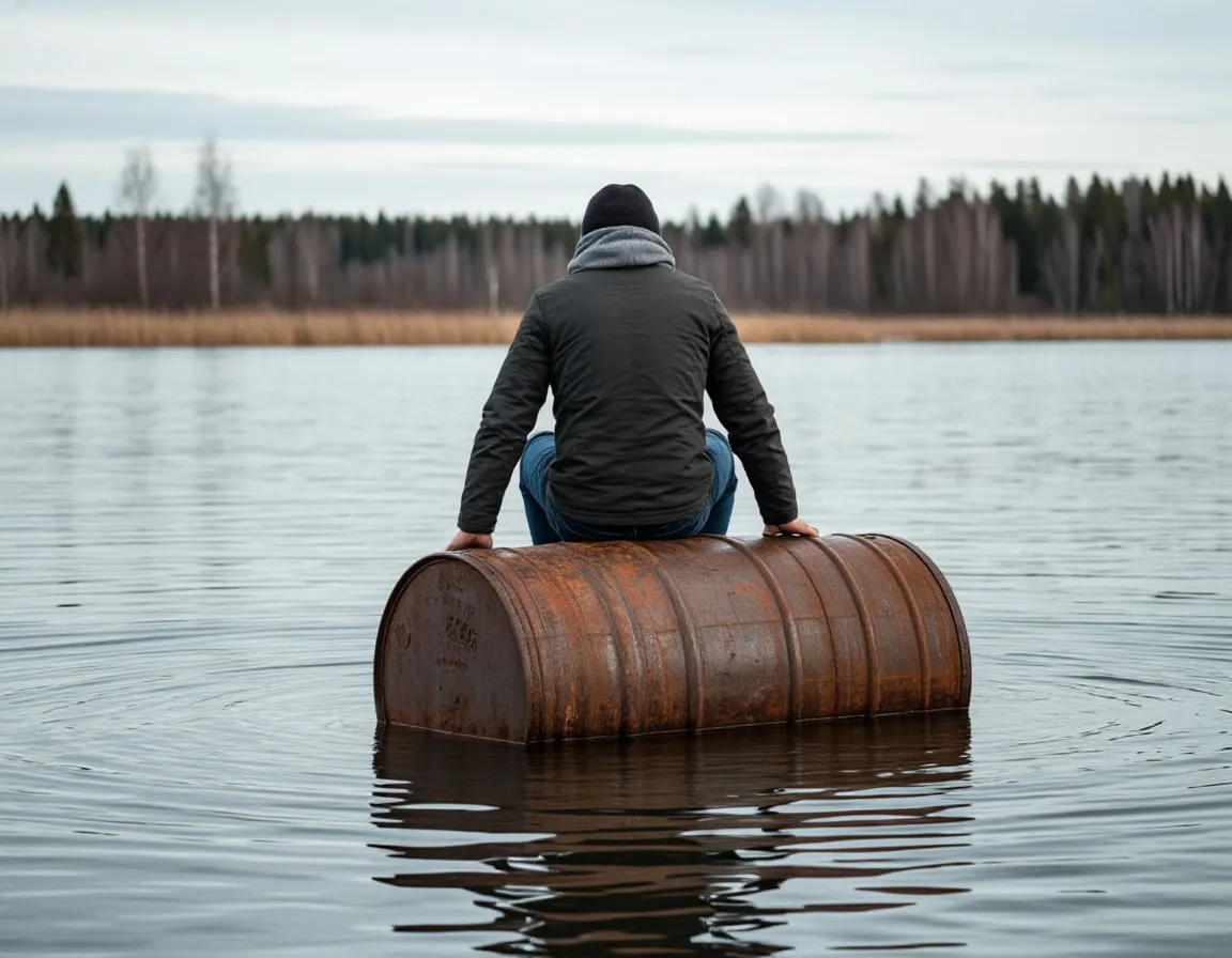 Мужчина, неделю дрейфующий в Охотском море на бочке, пытался спасти солярку