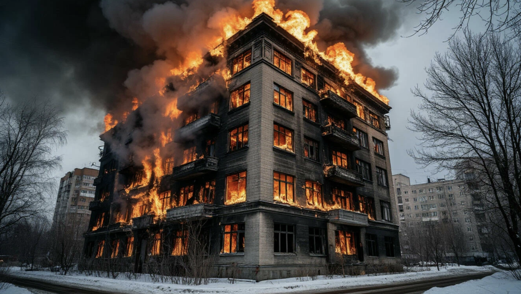 В Москве подросток выпрыгнул из восьмого этажа в сугроб, спасаясь от пожара