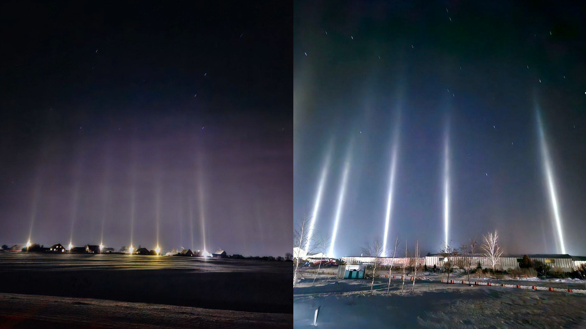 Световые столбы осветили небо в российских регионах на фоне аномальных холодов