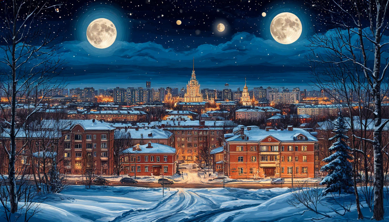 Сразу три луны озарили небо над Мытищами