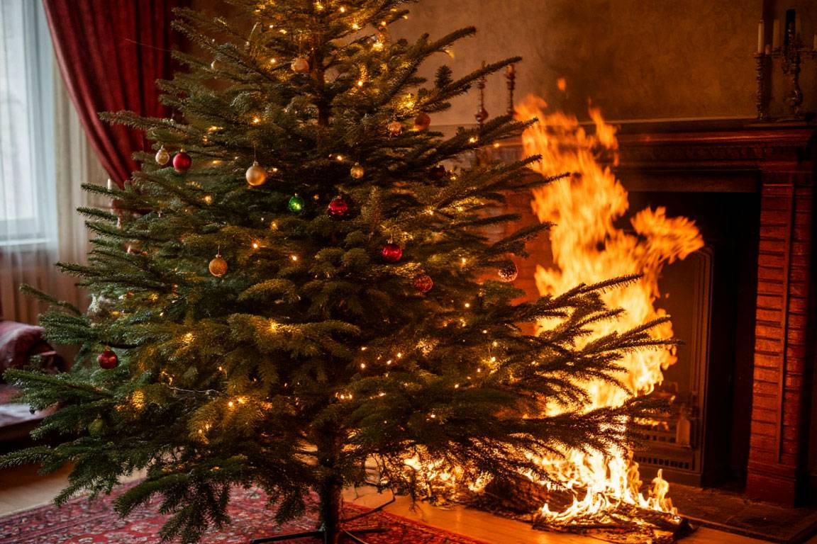 Новогодняя ёлка загорелась в квартире на Пятницком шоссе в Москве