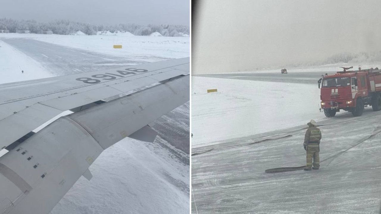 В Архангельске самолёт из Петербурга выкатился за пределы полосы при посадке