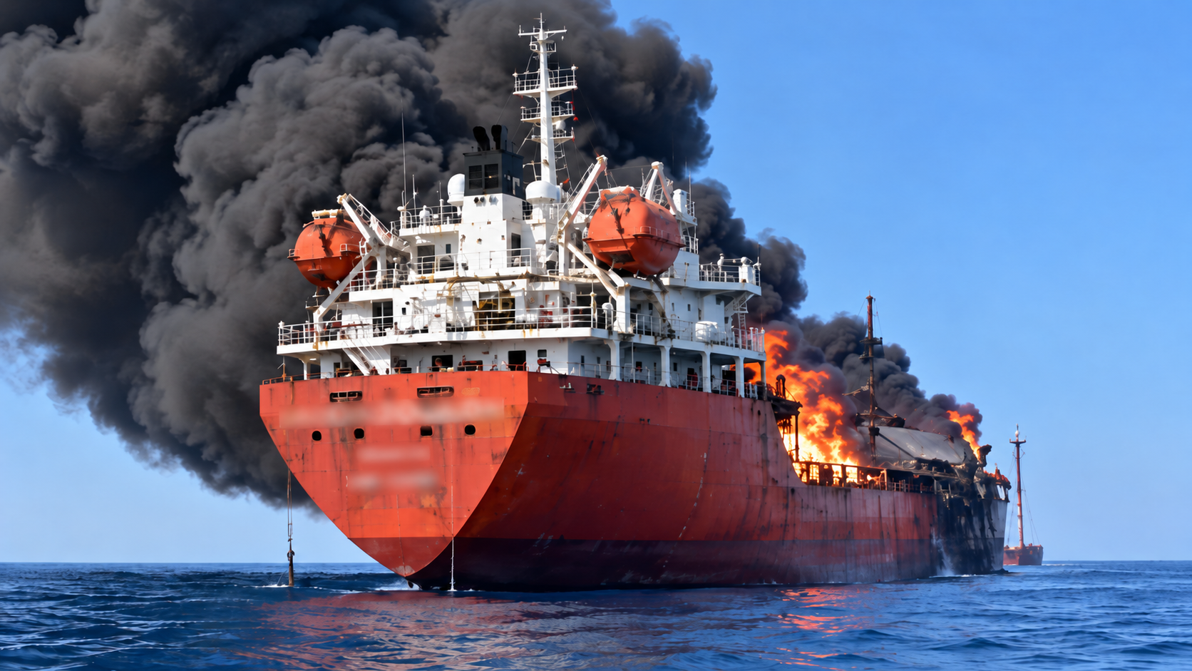 Танкер с 750 тыс. баррелей нефти загорелся после взрыва в Ормузском проливе