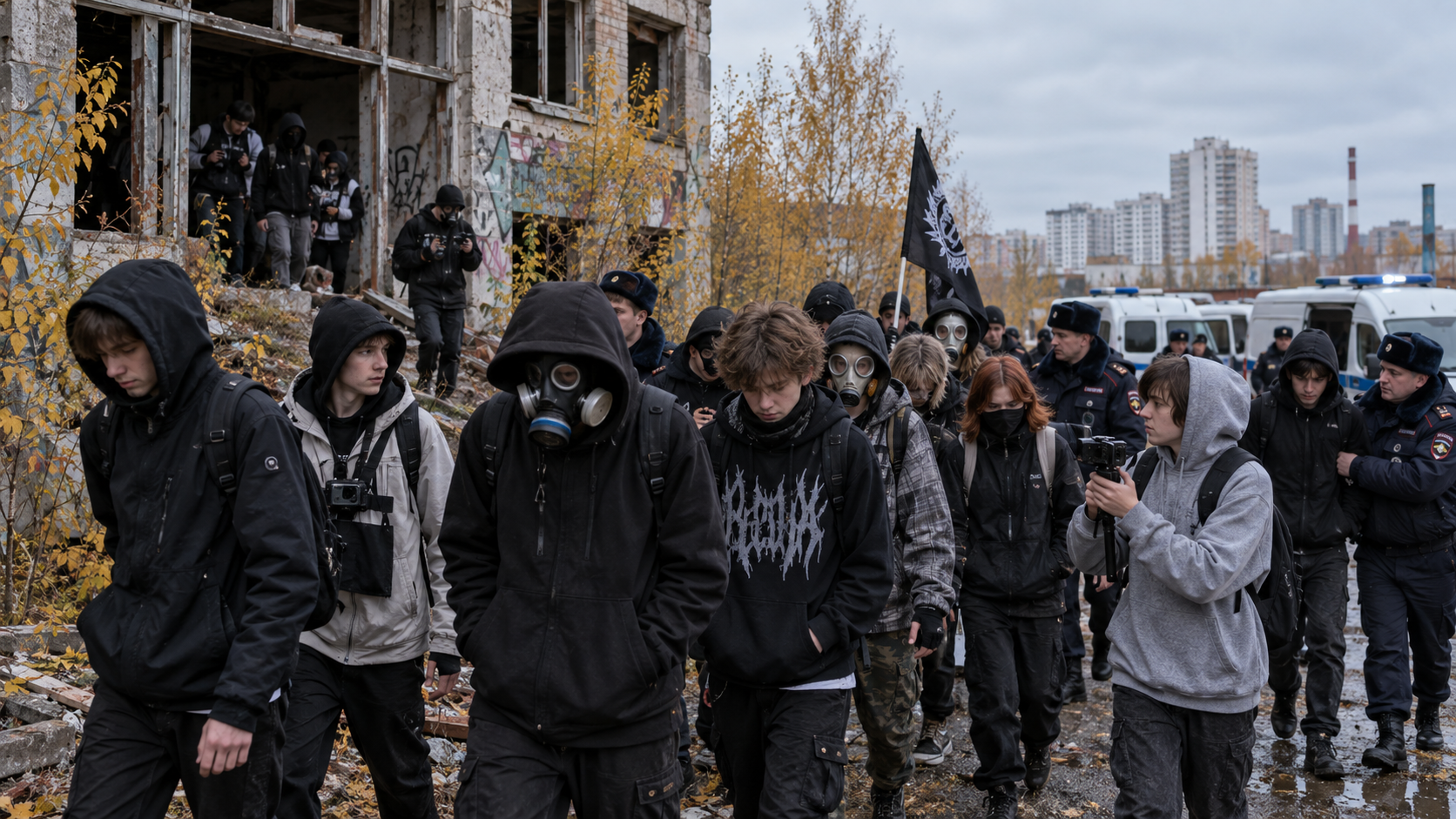 Противогазы, флаг и заброшки: Полиция сорвала массовую сходку руферов в Сургуте