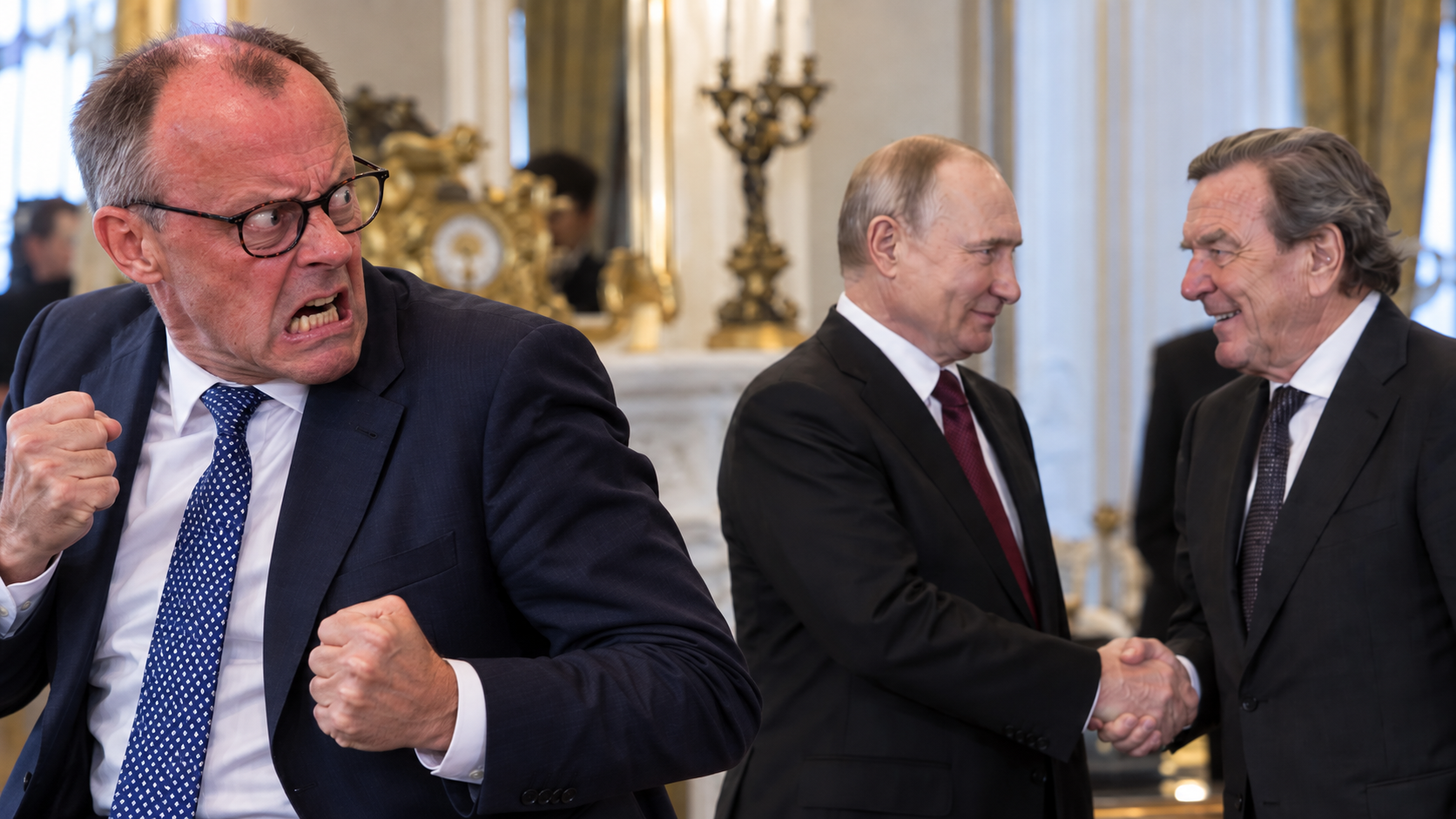 Появление Шрёдера на дне рождения Путина привело Мерца в ярость