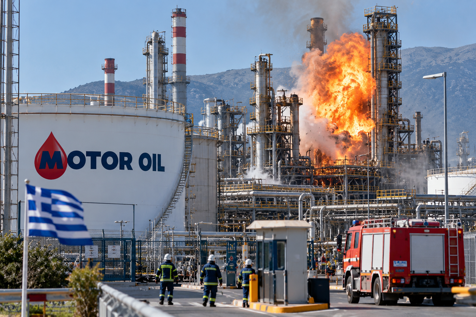 На заводе Motor Oil в Греции произошёл взрыв, серьёзно ранены два человека