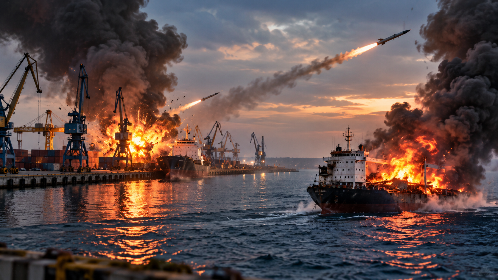 Один &mdash; в порту, второй &mdash; в море: ВС РФ ударили по двум сухогрузам с грузами для ВСУ