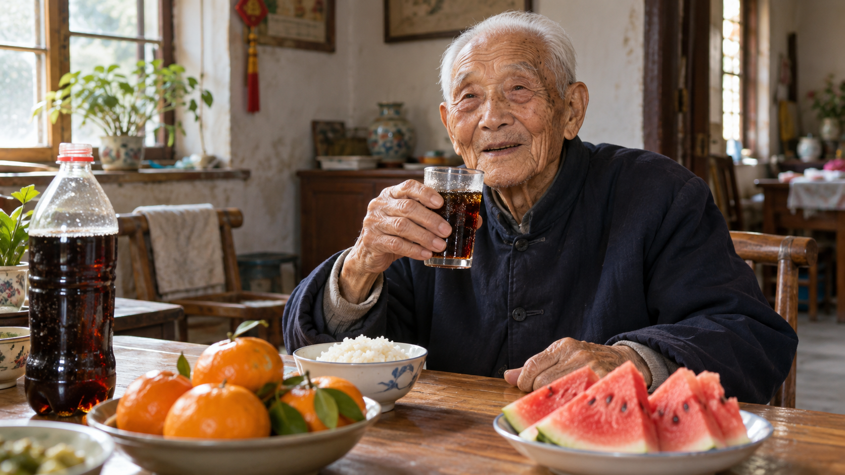 Кола ящиками, китайская водка и никаких диет: 101-летний китаец раскрыл свой необычный рацион